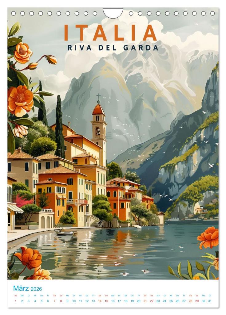 Weitere Ansicht: Norditalien - Old School Poster Style (Wandkalender 2026 DIN A4 hoch), CALVENDO Monatskalender | Calvendo, Val Thoermer