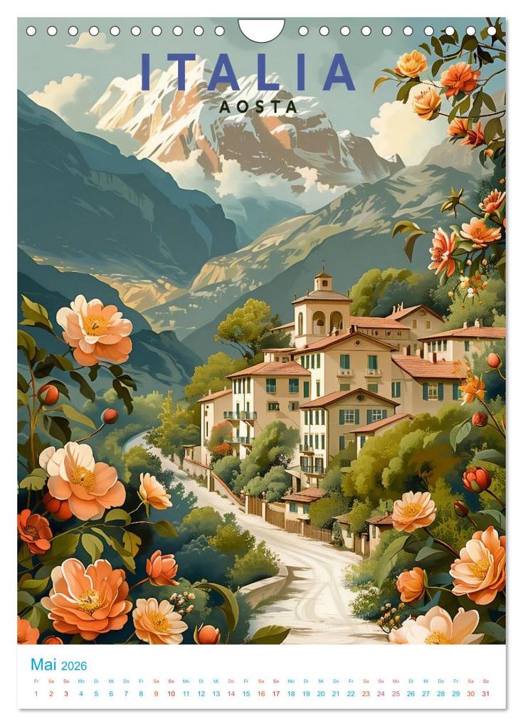 Weitere Ansicht: Norditalien - Old School Poster Style (Wandkalender 2026 DIN A4 hoch), CALVENDO Monatskalender | Calvendo, Val Thoermer