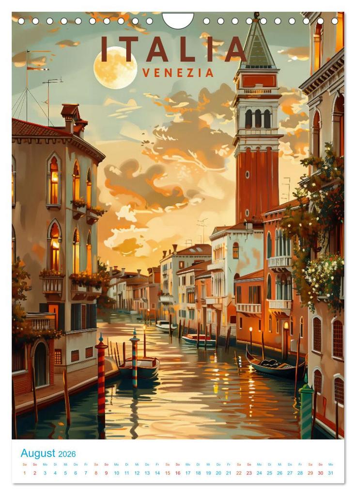 Weitere Ansicht: Norditalien - Old School Poster Style (Wandkalender 2026 DIN A4 hoch), CALVENDO Monatskalender | Calvendo, Val Thoermer