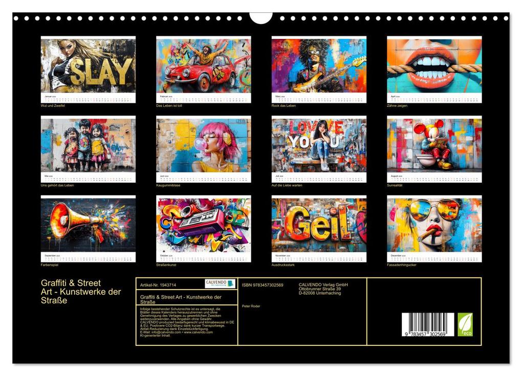 Weitere Ansicht: Graffiti & Street Art - Kunstwerke der Straße (Wandkalender 2026 DIN A3 quer), CALVENDO Monatskalender | Calvendo, Peter Roder