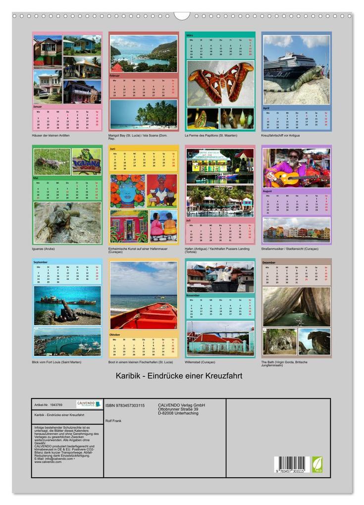 Weitere Ansicht: Karibik - Eindrücke einer Kreuzfahrt (Wandkalender 2026 DIN A2 hoch), CALVENDO Monatskalender | Calvendo, Rolf Frank