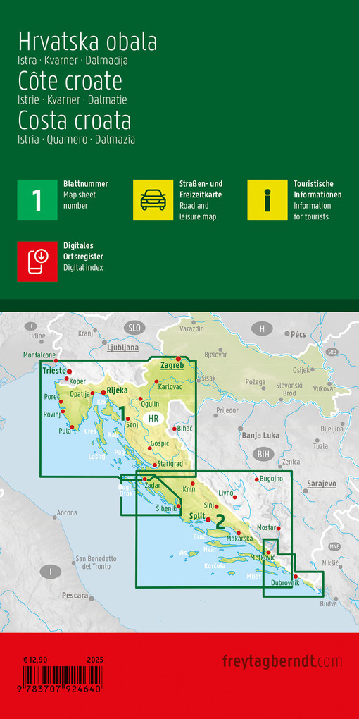 Weitere Ansicht: Kroatien Küste, Straßen- und Freizeitkarte 1:200.000, freytag & berndt