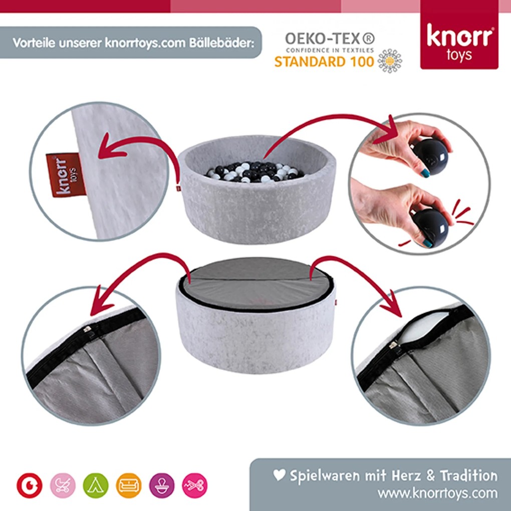 Weitere Ansicht: Knorrtoys 68159 - Bällebad Soft Grey White Stars mit 300 Bälle rosa/mint, ca.90x90x30cm