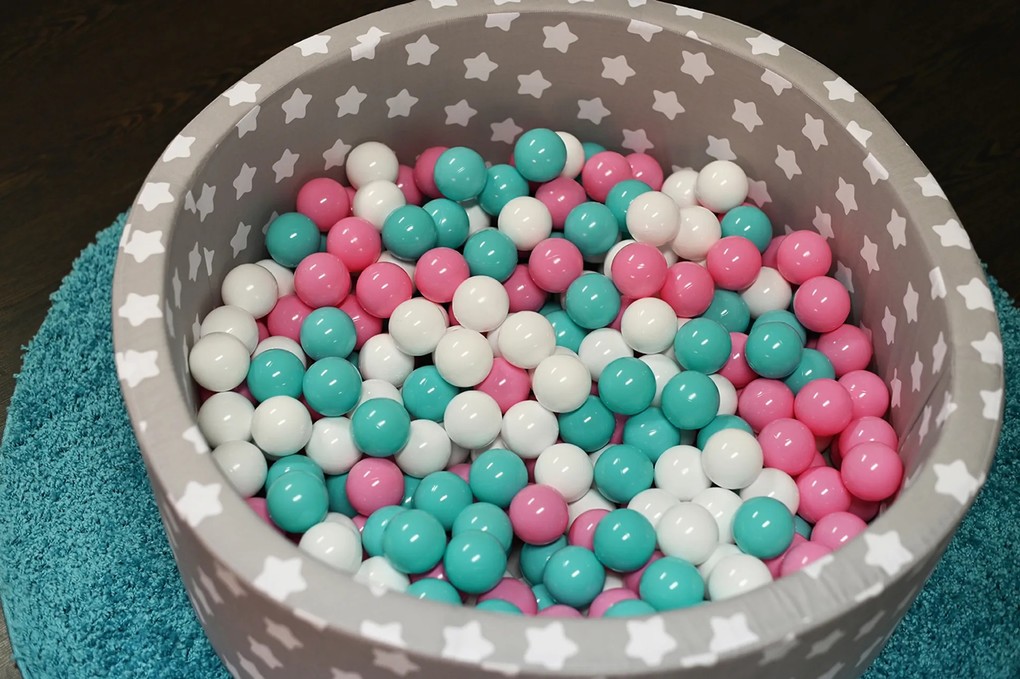 Weitere Ansicht: Knorrtoys 68159 - Bällebad Soft Grey White Stars mit 300 Bälle rosa/mint, ca.90x90x30cm