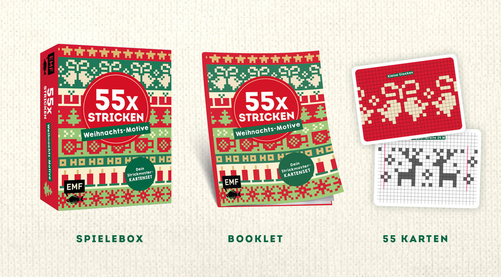 Weitere Ansicht: 55 x stricken - Weihnachts-Motive: Deine Strickmustersammlung als Kartenset | Marisa Nöldeke