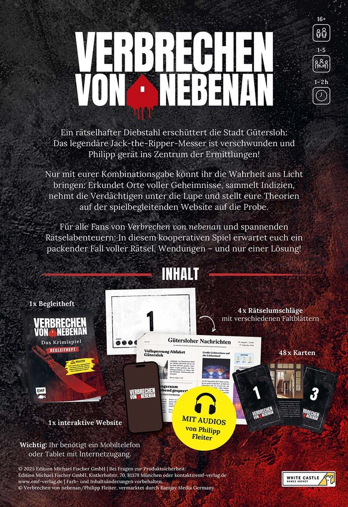 Weitere Ansicht: Verbrechen von nebenan: Das Krimispiel zum Nr. 1-Podcast | Katharina Arendt, Philipp Fleiter, Kirsten Hiese, Michael Rieneck, White Castle e.U.