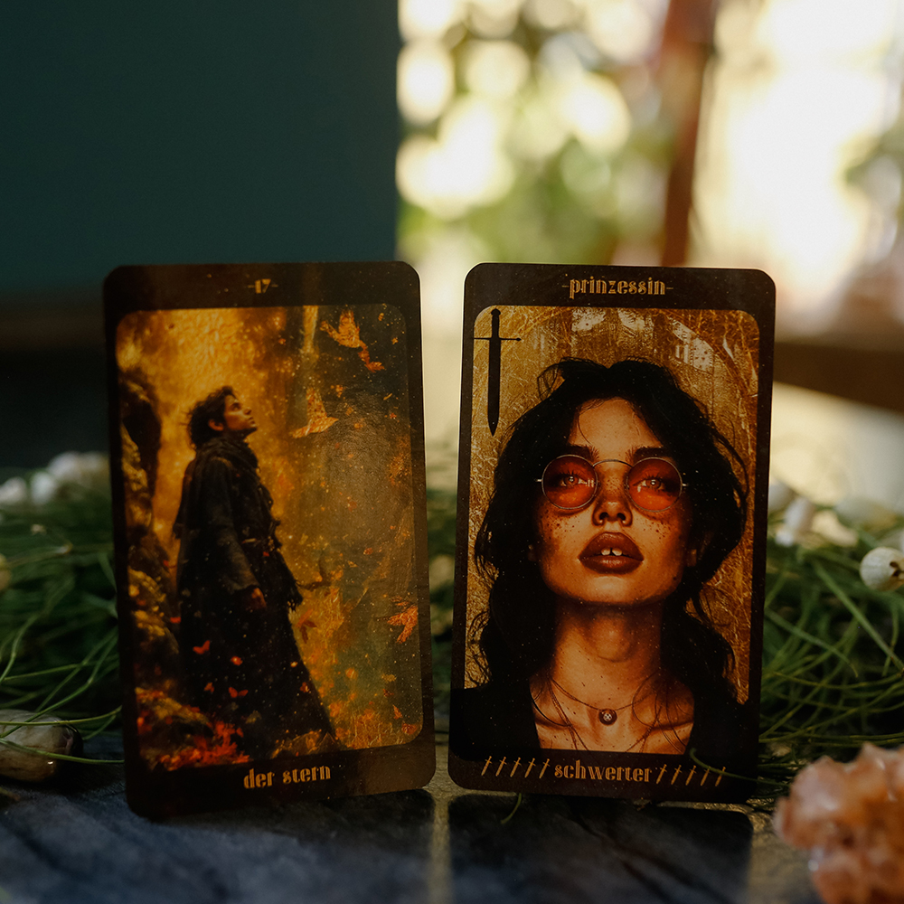 Weitere Ansicht: Bernsteinmond Tarot - 78 Tarotkarten und 80-seitiges Booklet | Hepie Bartkowski