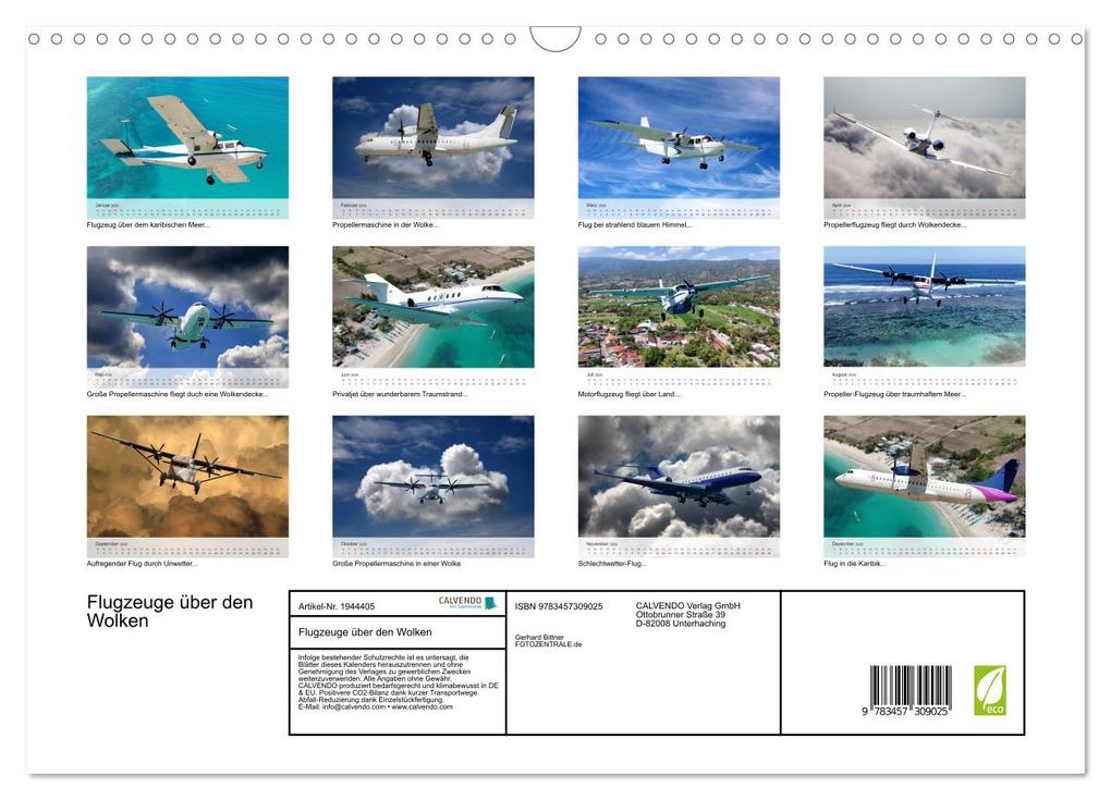 Weitere Ansicht: Flugzeuge über den Wolken (Wandkalender 2026 DIN A3 quer), CALVENDO Monatskalender | Gerhard Bittner, Calvendo