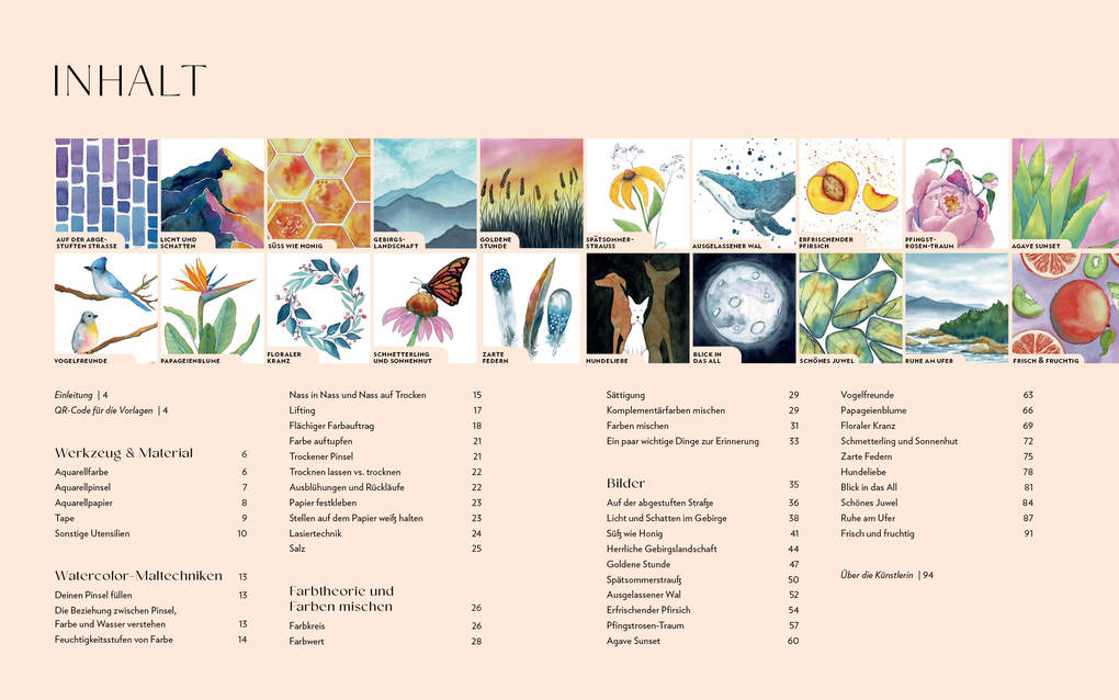 Weitere Ansicht: Einfach Aquarell! Dein Watercolor-Starter-Set mit Anleitungen inklusive Aquarellpapier-Block und vorgezeichneten Motiven zum Sofort-Loslegen | Lacey Walker