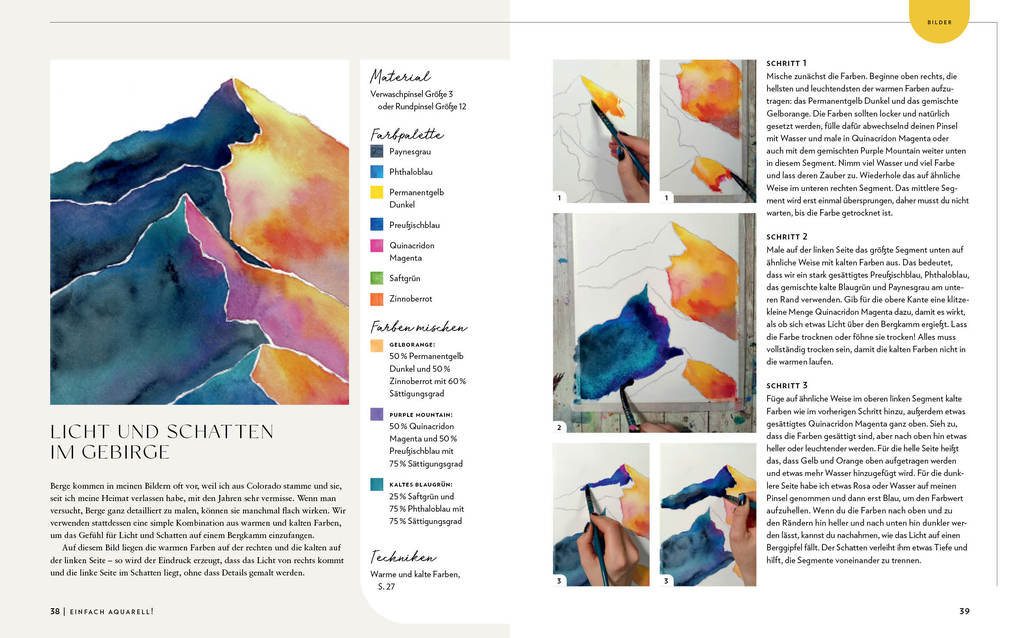 Weitere Ansicht: Einfach Aquarell! Dein Watercolor-Starter-Set mit Anleitungen inklusive Aquarellpapier-Block und vorgezeichneten Motiven zum Sofort-Loslegen | Lacey Walker