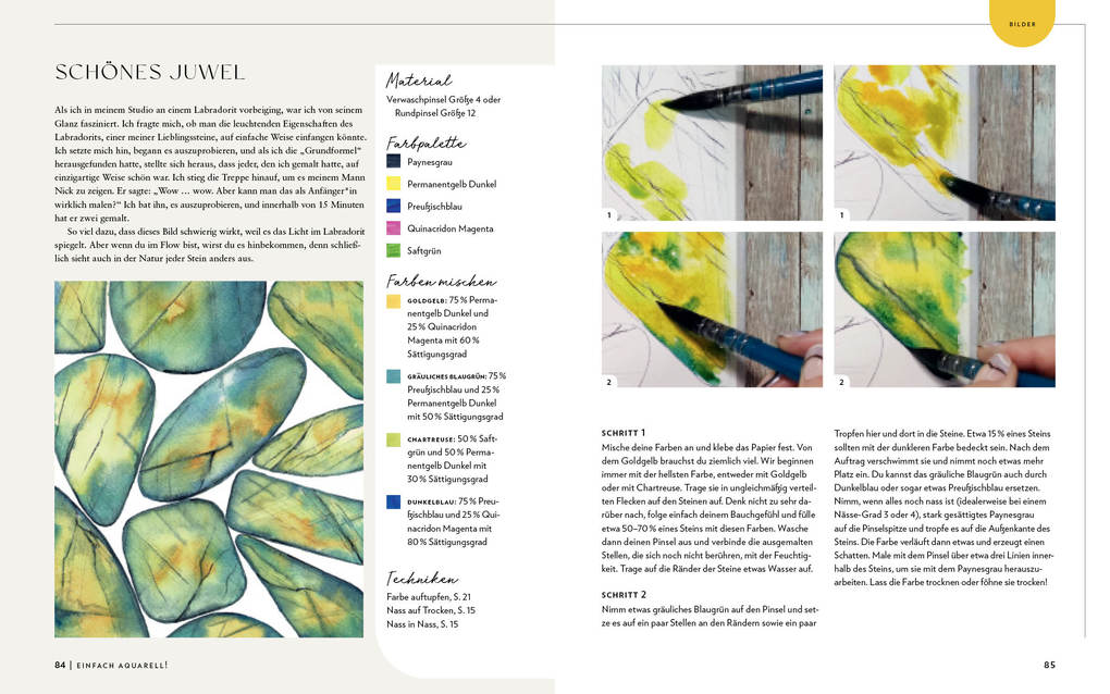 Weitere Ansicht: Einfach Aquarell! Dein Watercolor-Starter-Set mit Anleitungen inklusive Aquarellpapier-Block und vorgezeichneten Motiven zum Sofort-Loslegen | Lacey Walker