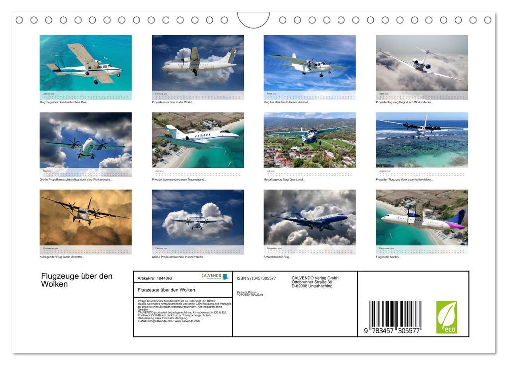 Weitere Ansicht: Flugzeuge über den Wolken (Wandkalender 2026 DIN A4 quer), CALVENDO Monatskalender | Gerhard Bittner, Calvendo