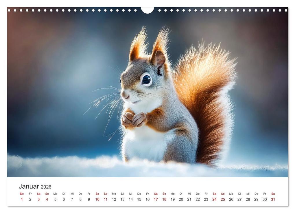 Weitere Ansicht: Das geheime Leben der Eichhörnchen - Ein Jahr zwischen Baumwipfeln und Nussverstecken (Wandkalender 2026 DIN A3 quer), CALVENDO Monatskalender | Simone Wunderlich, Calvendo