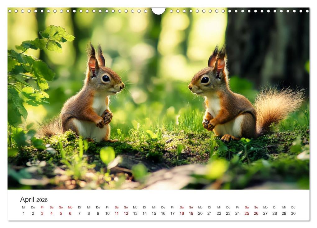 Weitere Ansicht: Das geheime Leben der Eichhörnchen - Ein Jahr zwischen Baumwipfeln und Nussverstecken (Wandkalender 2026 DIN A3 quer), CALVENDO Monatskalender | Simone Wunderlich, Calvendo
