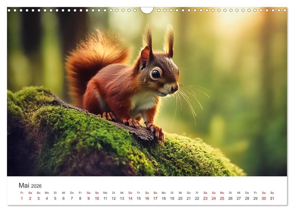 Weitere Ansicht: Das geheime Leben der Eichhörnchen - Ein Jahr zwischen Baumwipfeln und Nussverstecken (Wandkalender 2026 DIN A3 quer), CALVENDO Monatskalender | Simone Wunderlich, Calvendo