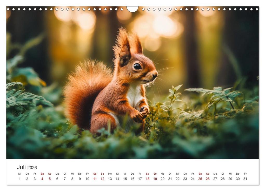 Weitere Ansicht: Das geheime Leben der Eichhörnchen - Ein Jahr zwischen Baumwipfeln und Nussverstecken (Wandkalender 2026 DIN A3 quer), CALVENDO Monatskalender | Simone Wunderlich, Calvendo