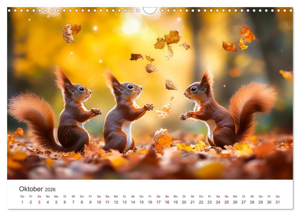 Weitere Ansicht: Das geheime Leben der Eichhörnchen - Ein Jahr zwischen Baumwipfeln und Nussverstecken (Wandkalender 2026 DIN A3 quer), CALVENDO Monatskalender | Simone Wunderlich, Calvendo