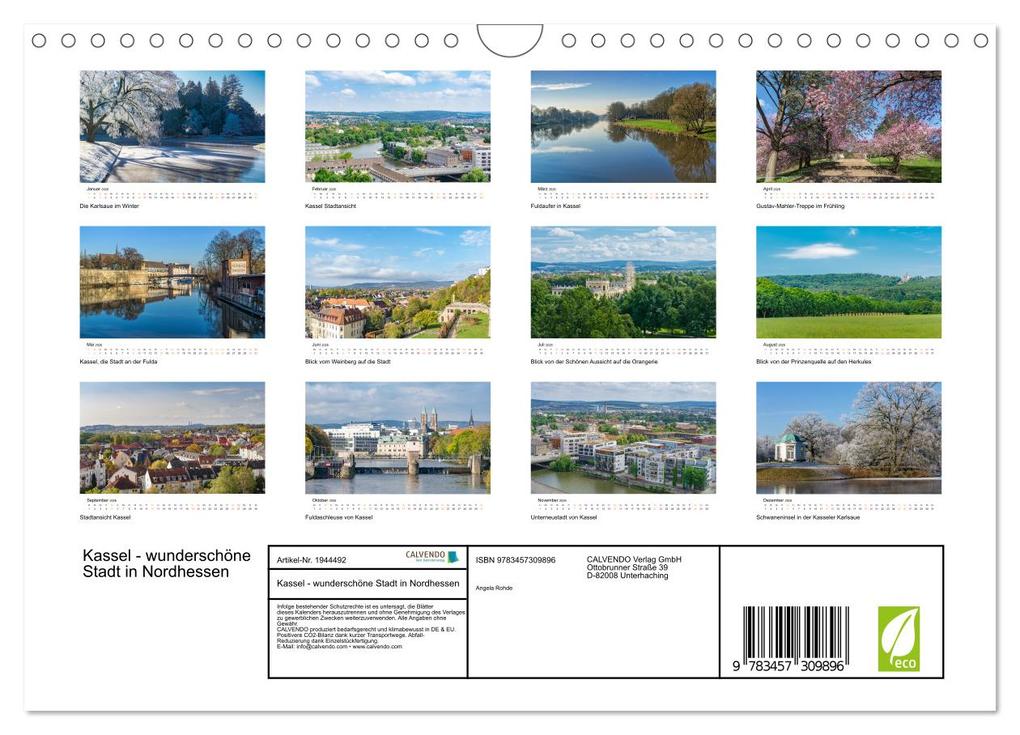 Weitere Ansicht: Kassel - wunderschöne Stadt in Nordhessen (Wandkalender 2026 DIN A4 quer), CALVENDO Monatskalender | Calvendo, Angela Rohde