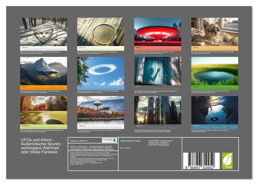 Weitere Ansicht: UFOs und Aliens - Außerirdische Spuren, verborgene Wahrheit oder bloße Fantasie (Wandkalender 2026 DIN A4 quer), CALVENDO Monatskalender | Calvendo, MB Fotografie