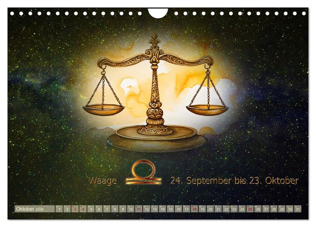 Weitere Ansicht: Galaktische Sternkreiszeichen (Wandkalender 2026 DIN A4 quer), CALVENDO Monatskalender | Calvendo, Claudia Kleemann