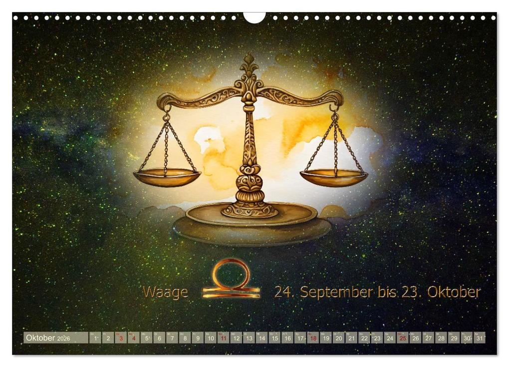 Weitere Ansicht: Galaktische Sternkreiszeichen (Wandkalender 2026 DIN A3 quer), CALVENDO Monatskalender | Calvendo, Claudia Kleemann