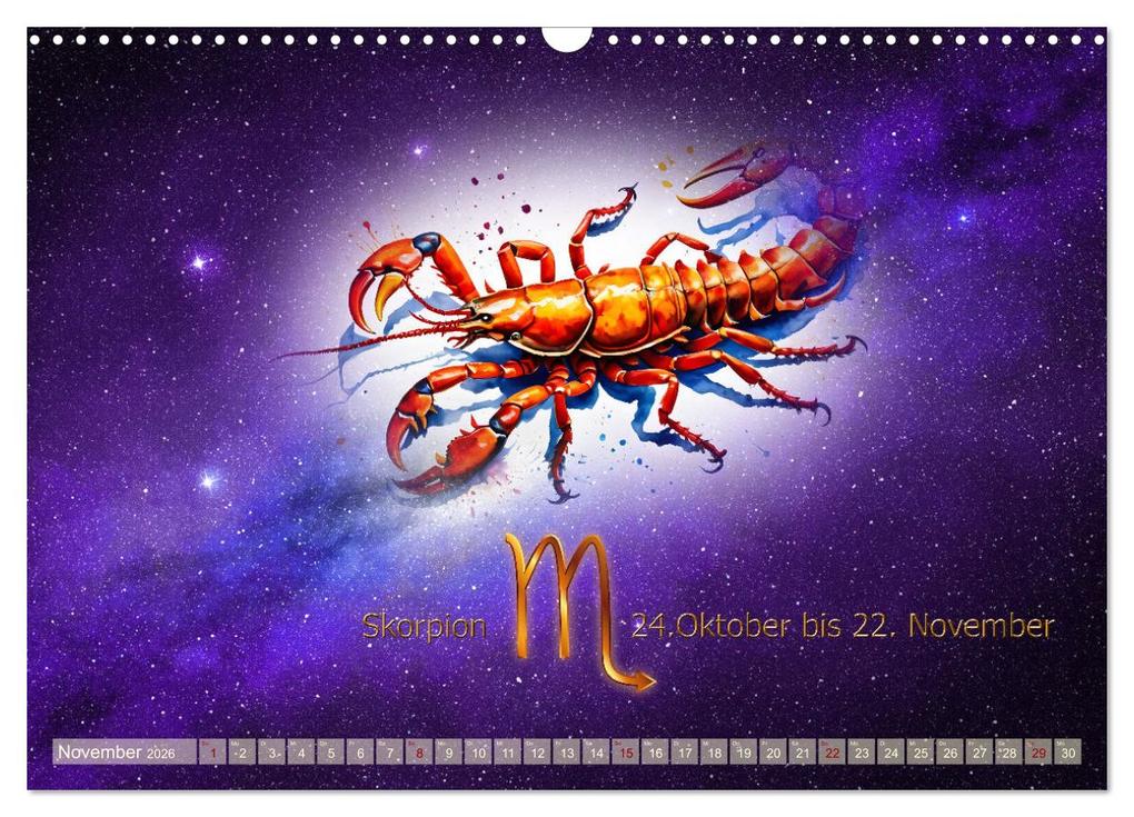 Weitere Ansicht: Galaktische Sternkreiszeichen (Wandkalender 2026 DIN A3 quer), CALVENDO Monatskalender | Calvendo, Claudia Kleemann