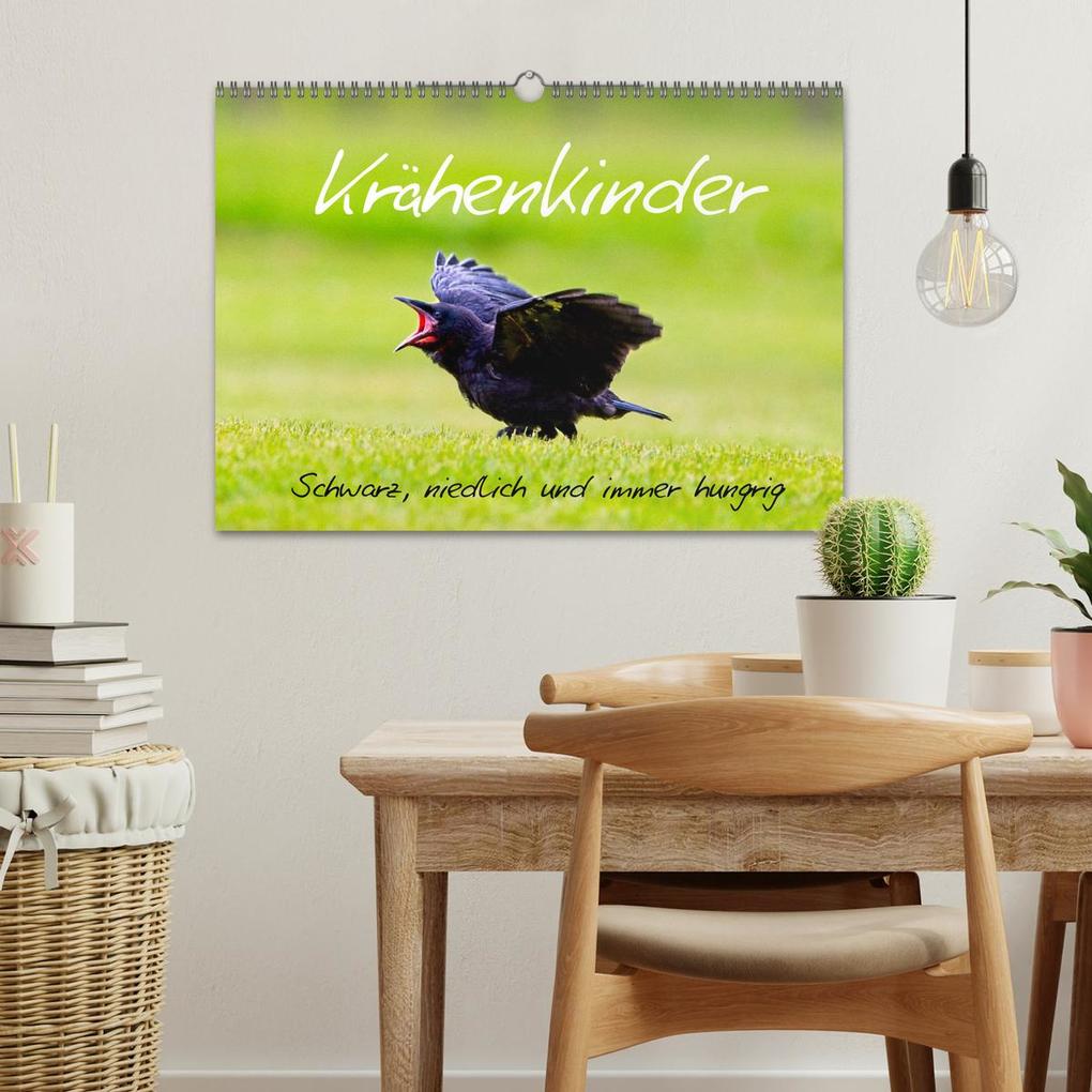 Weitere Ansicht: Krähenkinder - Schwarz, niedlich und immer hungrig (Wandkalender 2026 DIN A3 quer), CALVENDO Monatskalender | Calvendo, Kathrin Voss