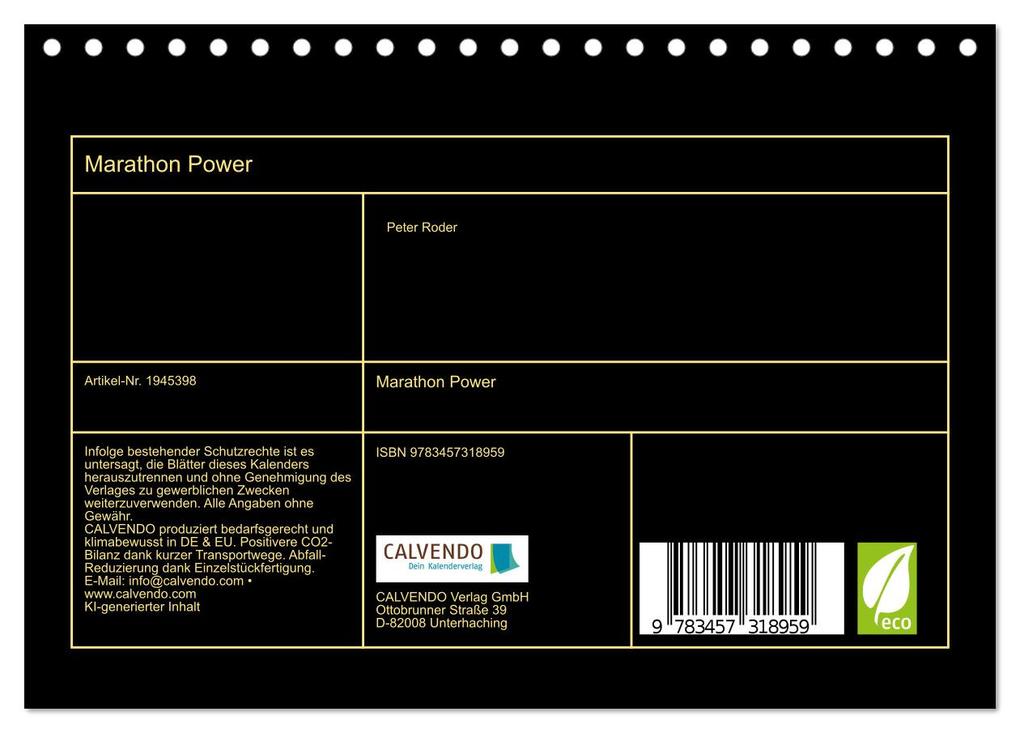 Weitere Ansicht: Marathon Power (Tischkalender 2026 DIN A5 quer), CALVENDO Monatskalender | Calvendo, Peter Roder