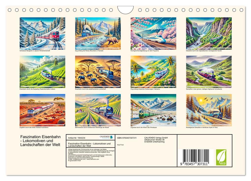 Weitere Ansicht: Faszination Eisenbahn - Lokomotiven und Landschaften der Welt (Wandkalender 2026 DIN A4 quer), CALVENDO Monatskalender | Calvendo, Anja Frost