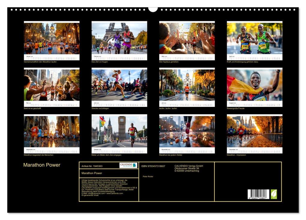 Weitere Ansicht: Marathon Power (Wandkalender 2026 DIN A2 quer), CALVENDO Monatskalender | Calvendo, Peter Roder