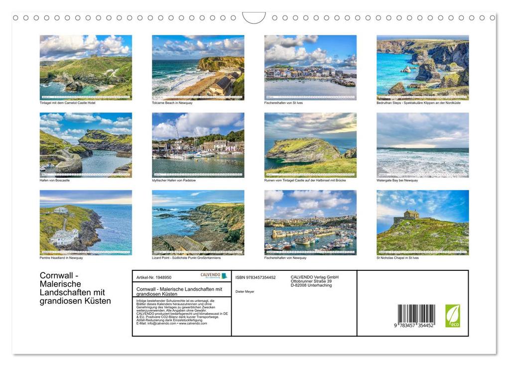 Weitere Ansicht: Cornwall - Malerische Landschaften mit grandiosen Küsten (Wandkalender 2026 DIN A3 quer), CALVENDO Monatskalender | Dieter Meyer, Calvendo