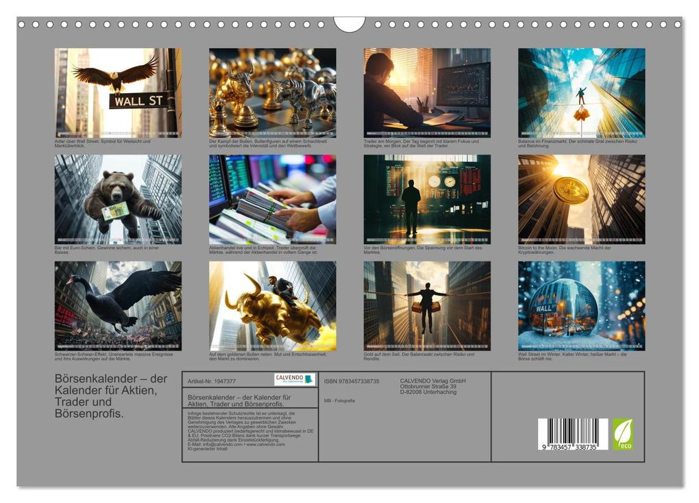 Weitere Ansicht: Börsenkalender - der Kalender für Aktien, Trader und Börsenprofis. (Wandkalender 2026 DIN A3 quer), CALVENDO Monatskalender | MB - Fotografie, Calvendo