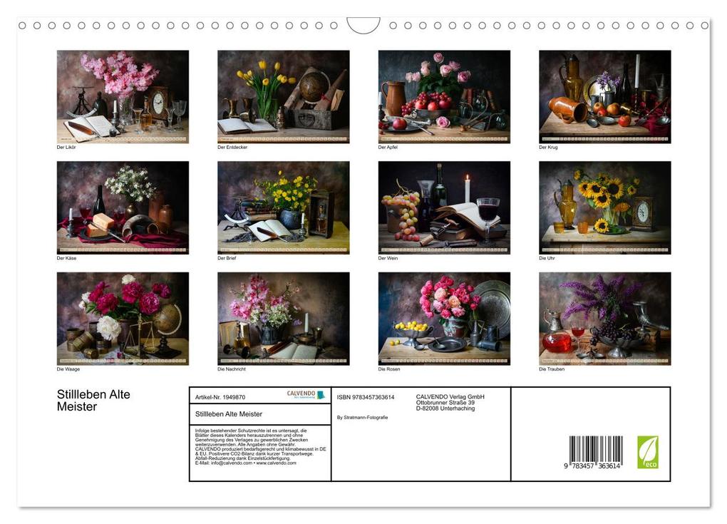 Weitere Ansicht: Stillleben Alte Meister (Wandkalender 2026 DIN A3 quer), CALVENDO Monatskalender | Stratmann-Fotografie Stratmann-Fotografie, Calvendo, Stratmann-Fotografie