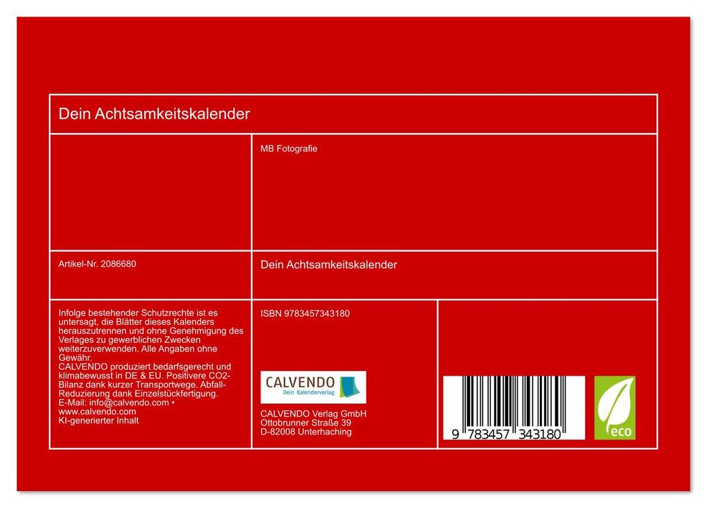 Weitere Ansicht: Dein Achtsamkeitskalender (Tischkalender 2026 DIN A5 quer), CALVENDO Monatskalender | MB Fotografie, Calvendo