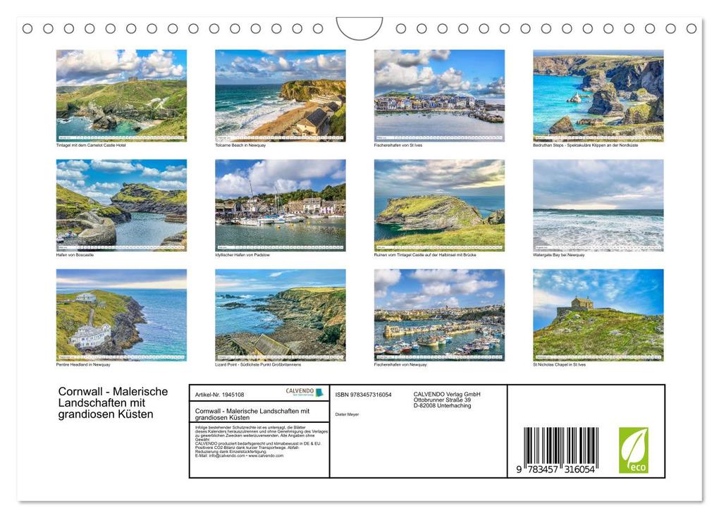 Weitere Ansicht: Cornwall - Malerische Landschaften mit grandiosen Küsten (Wandkalender 2026 DIN A4 quer), CALVENDO Monatskalender | Dieter Meyer, Calvendo
