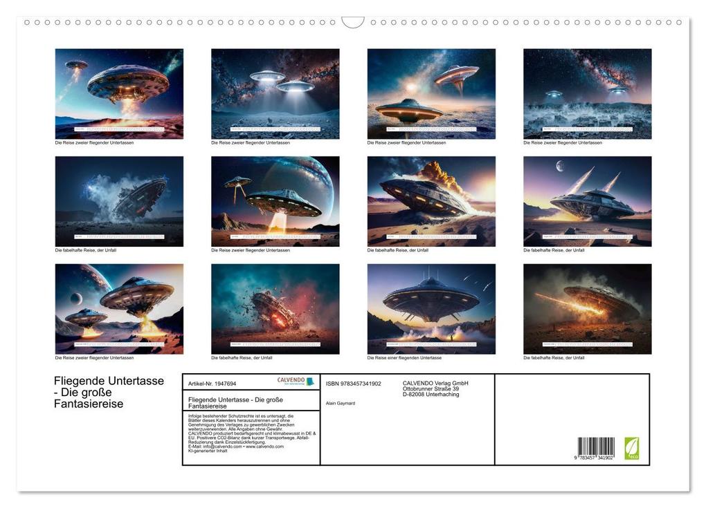 Weitere Ansicht: Fliegende Untertasse - Die große Fantasiereise (Wandkalender 2026 DIN A2 quer), CALVENDO Monatskalender | Alain Gaymard, Calvendo
