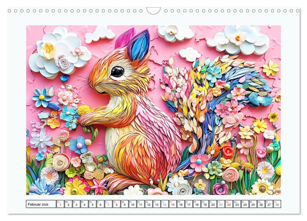 Weitere Ansicht: Luftige Collagen. Zauberhafte Tiere in fröhlichen Farben (Wandkalender 2026 DIN A3 quer), CALVENDO Monatskalender | Rose Hurley, Calvendo