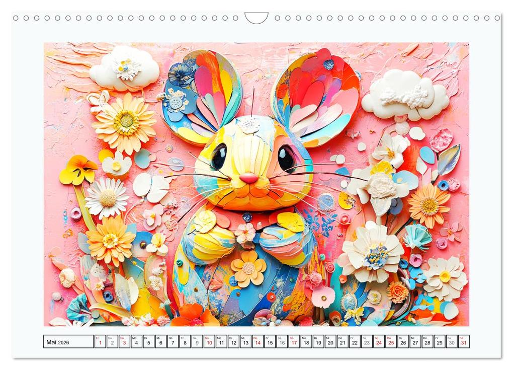 Weitere Ansicht: Luftige Collagen. Zauberhafte Tiere in fröhlichen Farben (Wandkalender 2026 DIN A3 quer), CALVENDO Monatskalender | Rose Hurley, Calvendo