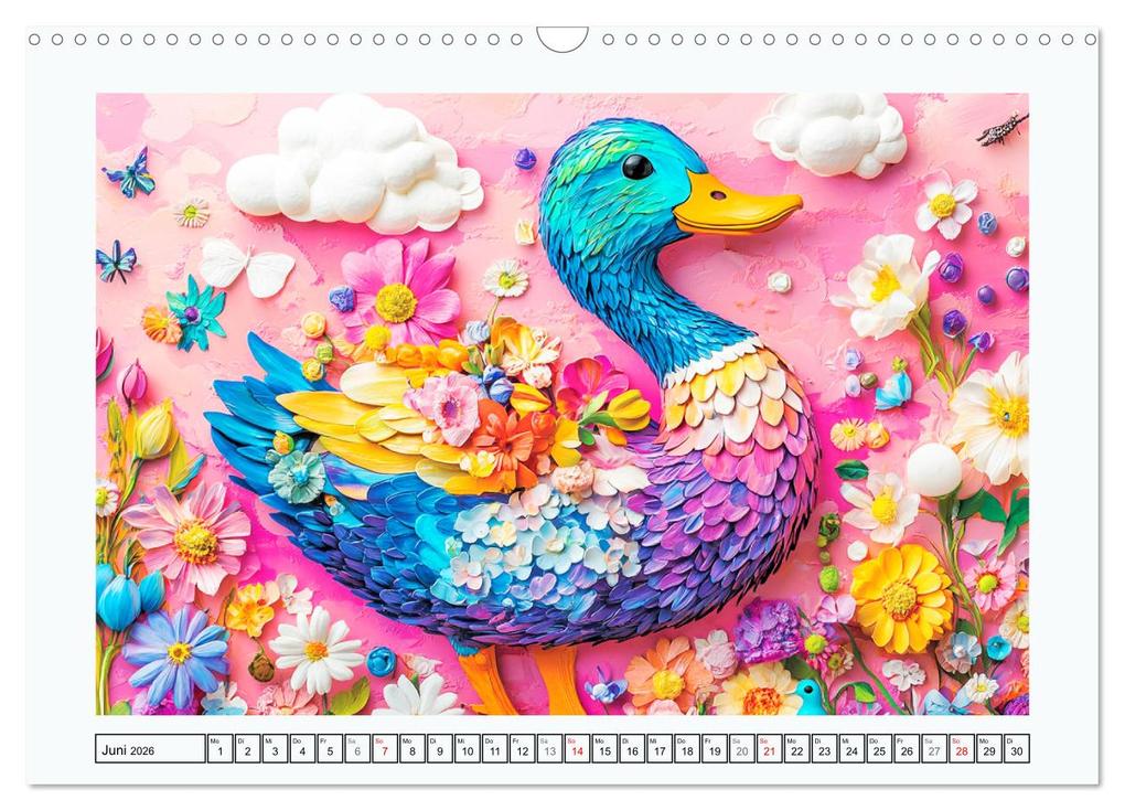 Weitere Ansicht: Luftige Collagen. Zauberhafte Tiere in fröhlichen Farben (Wandkalender 2026 DIN A3 quer), CALVENDO Monatskalender | Rose Hurley, Calvendo