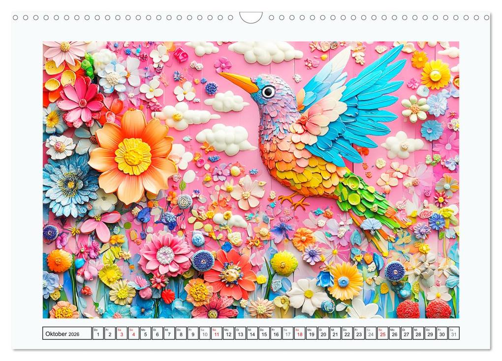 Weitere Ansicht: Luftige Collagen. Zauberhafte Tiere in fröhlichen Farben (Wandkalender 2026 DIN A3 quer), CALVENDO Monatskalender | Rose Hurley, Calvendo
