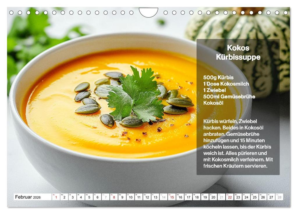 Weitere Ansicht: Veganes Soulfood - Leichte vegan Rezepte für jeden Monat (Wandkalender 2026 DIN A4 quer), CALVENDO Monatskalender | Calvendo