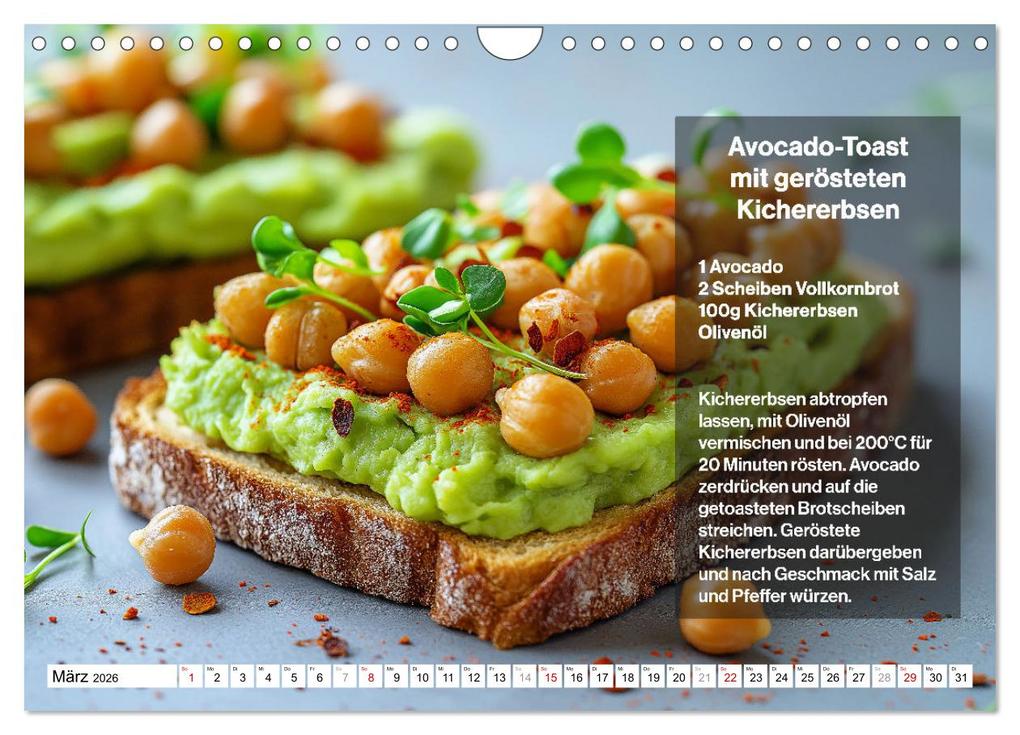 Weitere Ansicht: Veganes Soulfood - Leichte vegan Rezepte für jeden Monat (Wandkalender 2026 DIN A4 quer), CALVENDO Monatskalender | Calvendo
