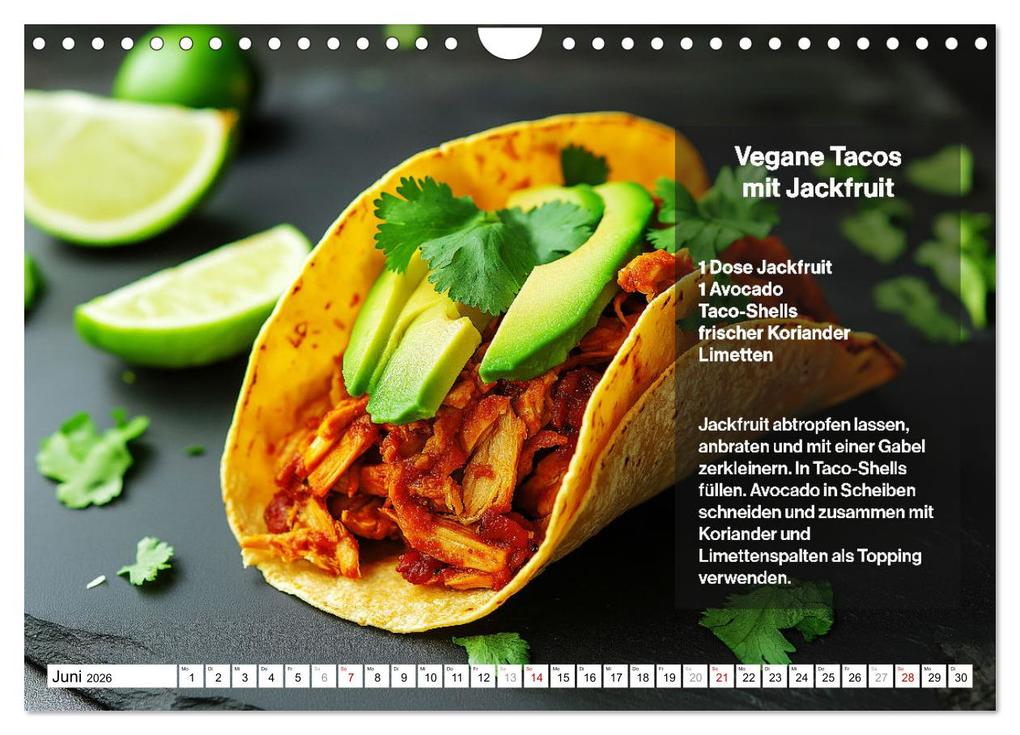 Weitere Ansicht: Veganes Soulfood - Leichte vegan Rezepte für jeden Monat (Wandkalender 2026 DIN A4 quer), CALVENDO Monatskalender | Calvendo