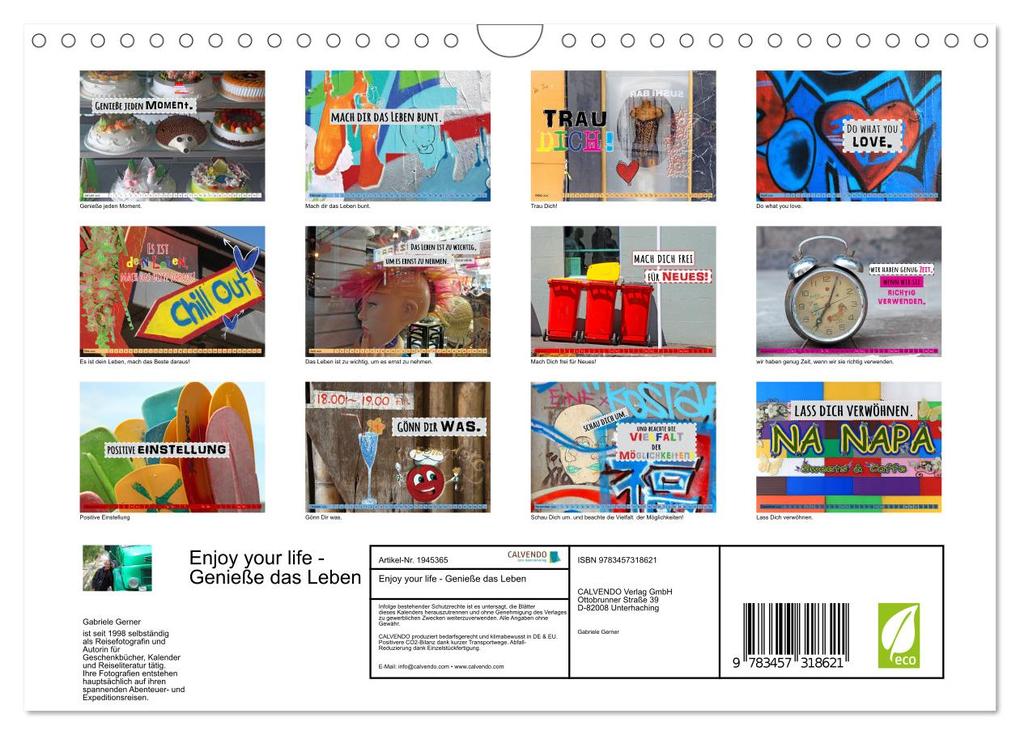 Weitere Ansicht: Enjoy your life - Genieße das Leben (Wandkalender 2026 DIN A4 quer), CALVENDO Monatskalender | Gabriele Gerner, Calvendo