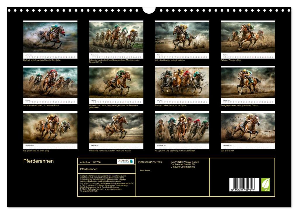 Weitere Ansicht: Pferderennen (Wandkalender 2026 DIN A3 quer), CALVENDO Monatskalender | Peter Roder, Calvendo
