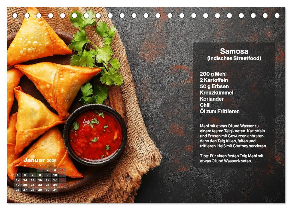 Weitere Ansicht: Streetfood Kalender - Einfache Rezepte aus den Straßenküchen der Welt (Tischkalender 2026 DIN A5 quer), CALVENDO Monatskalender | MB - Fotografie, Calvendo