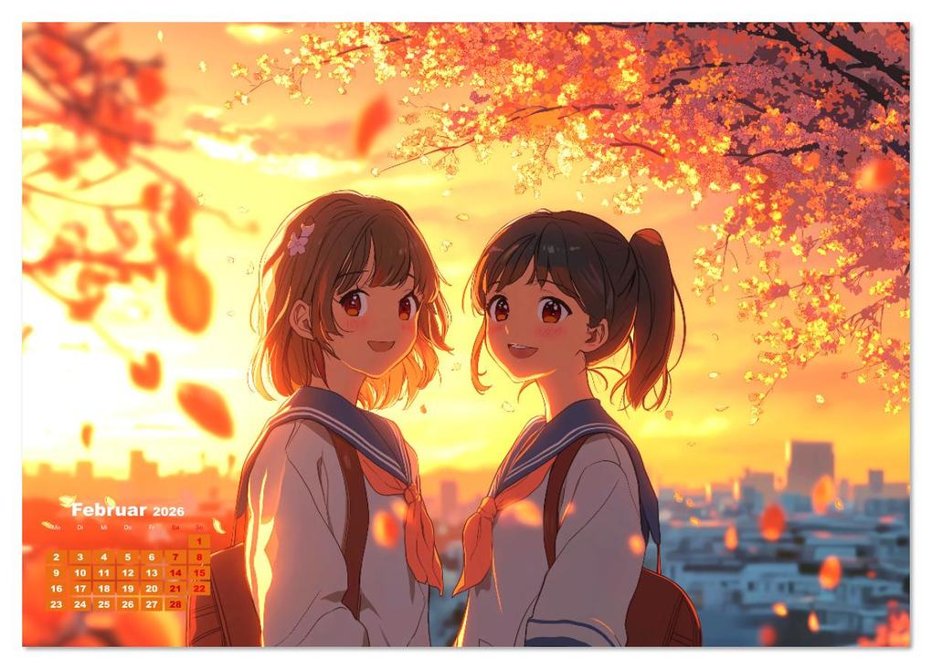 Weitere Ansicht: Anime Kalender - Charaktere im Slice-of-Life Stil (Tischkalender 2026 DIN A5 quer), CALVENDO Monatskalender | MB Fotografie, Calvendo