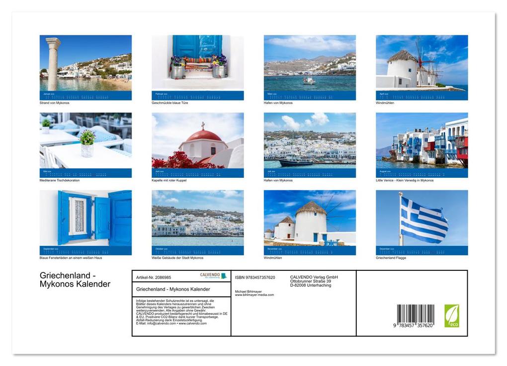 Weitere Ansicht: Griechenland - Mykonos Kalender (Wandkalender 2026 DIN A3 quer), CALVENDO Monatskalender | Michael Bihlmayer - Bihlmayer-MEDIA, Calvendo