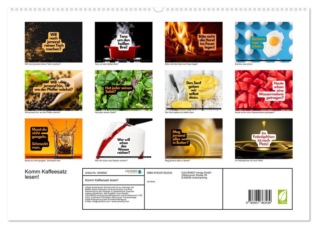 Weitere Ansicht: Komm Kaffeesatz lesen! (hochwertiger Premium Wandkalender 2026 DIN A2 quer), Kunstdruck in Hochglanz | Grit Bloß, Calvendo