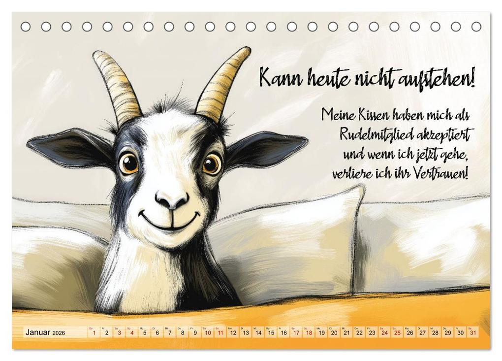 Weitere Ansicht: Ziegen, süß aber psycho (Tischkalender 2026 DIN A5 quer), CALVENDO Monatskalender | Sabine Löwer, Calvendo